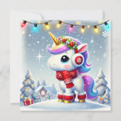Einhorn mit gemütlichen Winterohrmuffs Feiertagskarte (Vorderseite)
