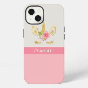 Einhorn mit goldenem Körper und rosa Pfirsich-Tönu iPhone 13 Hülle