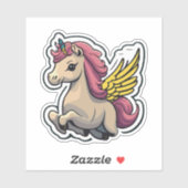 Einhorn mit goldenen Flügeln Aufkleber (Blatt)