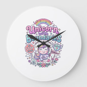 Einhorn mit Grenzen Charmante Bekleidung Grafik_1 Große Wanduhr