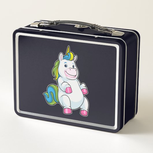 Einhorn mit großem Bauch Metall Brotdose (Rückseite)