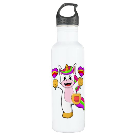 Einhorn mit Herz Edelstahlflasche (Vorderseite)