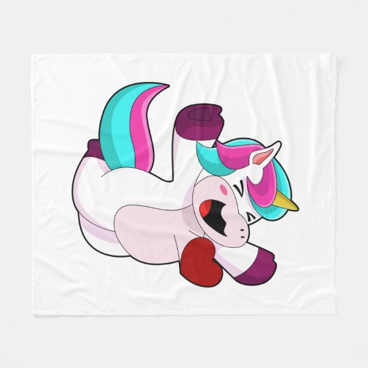 Einhorn mit Herz Fleecedecke (Vorderseite (Horizontal))