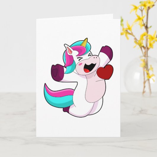 Einhorn mit Herz Karte (Gelbe Blume)