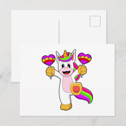Einhorn mit Herz Postkarte (Vorne/Hinten)