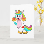 Einhorn mit Herztattoo Karte (Gelbe Blume)