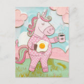 Einhorn mit Kaffee und Ei Postkarte (Vorderseite)