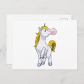 Einhorn mit Kaugummi Postkarte (Vorne/Hinten)