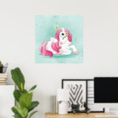 Einhorn mit Kinderheulenplakat Poster (Heimbüro)