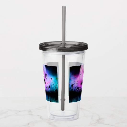 Einhorn mit kleinen Feen Acryltrinkbecher (Rechts)