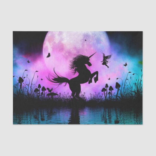 Einhorn mit kleinen Feen Seidenpapier (Vorderseite)