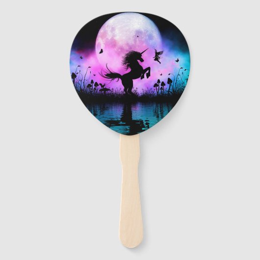 Einhorn mit kleiner Fee Fächer (Vorderseite)