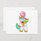 Einhorn mit Lollipop Postkarte (Vorne/Hinten)