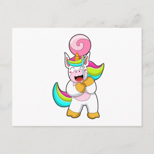 Einhorn mit Lollipop Postkarte (Vorderseite)