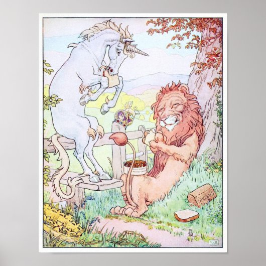 Einhorn mit Löwe Poster (Vorne)