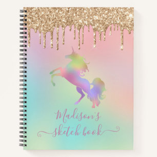 Einhorn mit Pastell-Regenbogen und tropfendem Gold Notizblock