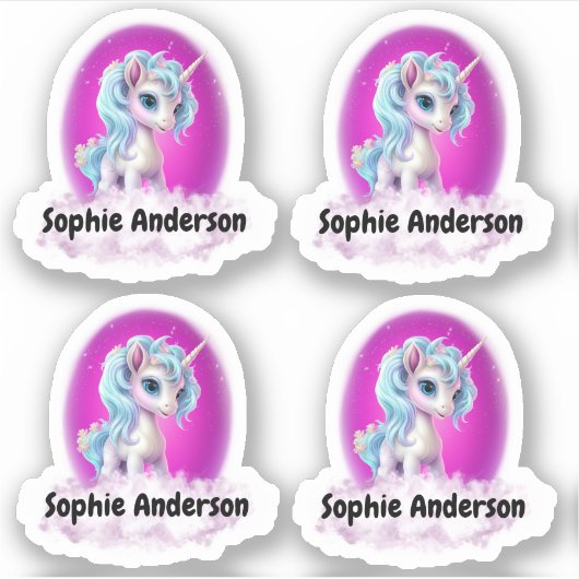 Einhorn mit persönlichem Namen, kundenspezifisch g Aufkleber (Vorderseite)