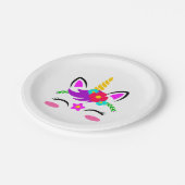 Einhorn mit Pony Themed Paper-Tellern Pappteller (Schrägansicht)