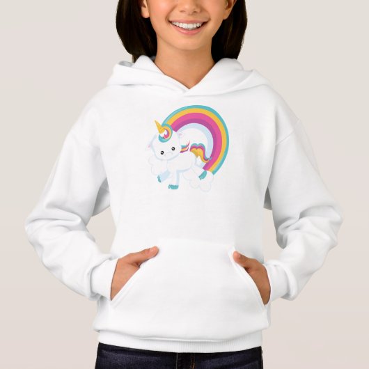 Einhorn mit Rainbow Girl Hoodie (Vorderseite)