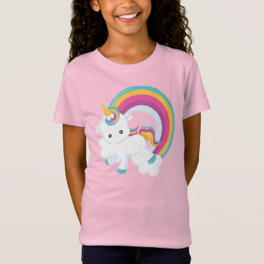 Einhorn mit Rainbow Girl T - Shirt (Vorderseite)