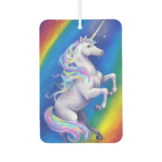 Einhorn mit Regenbogen Autolufterfrischer (Vorderseite)