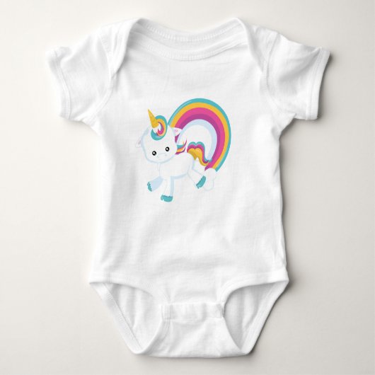Einhorn mit Regenbogen Baby Strampler (Vorderseite)