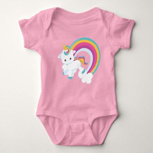 Einhorn mit Regenbogen Baby Strampler (Vorderseite)