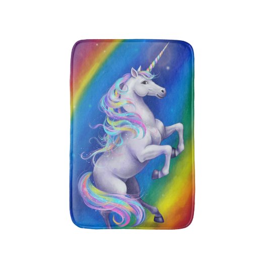 Einhorn mit Regenbogen Badematte (Vorderseite Vertikal)
