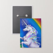 Einhorn mit Regenbogen Button (Vorderseite/Rückseite)