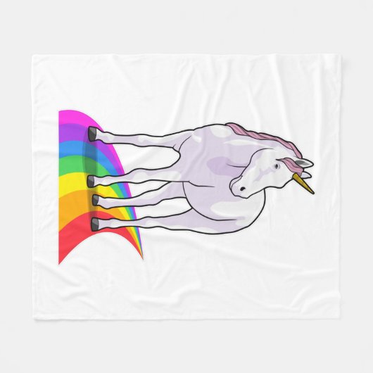 Einhorn mit Regenbogen Fleecedecke (Vorderseite (Horizontal))
