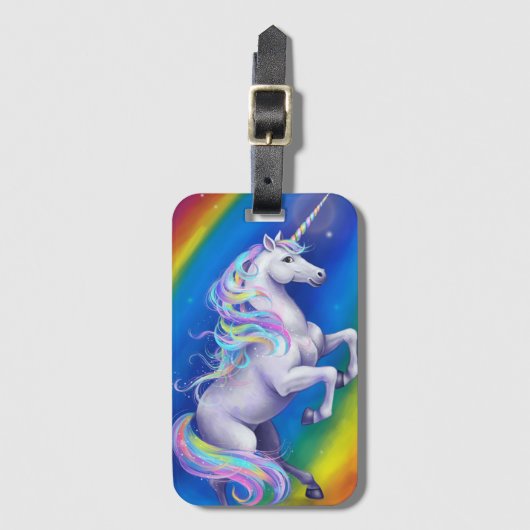 Einhorn mit Regenbogen Gepäckanhänger (Vorderseite Vertikal)