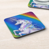 Einhorn mit Regenbogen Getränkeuntersetzer (Linke Seite)