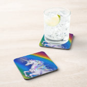 Einhorn mit Regenbogen Getränkeuntersetzer (Rechte Seite)