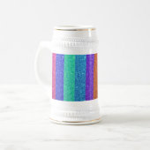 Einhorn mit Regenbogen-Glitzer-Streifen Bierglas (Vorderseite Links)