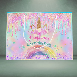 Einhorn mit Regenbogen in Rosa zum Geburtstag Große Geschenktüte