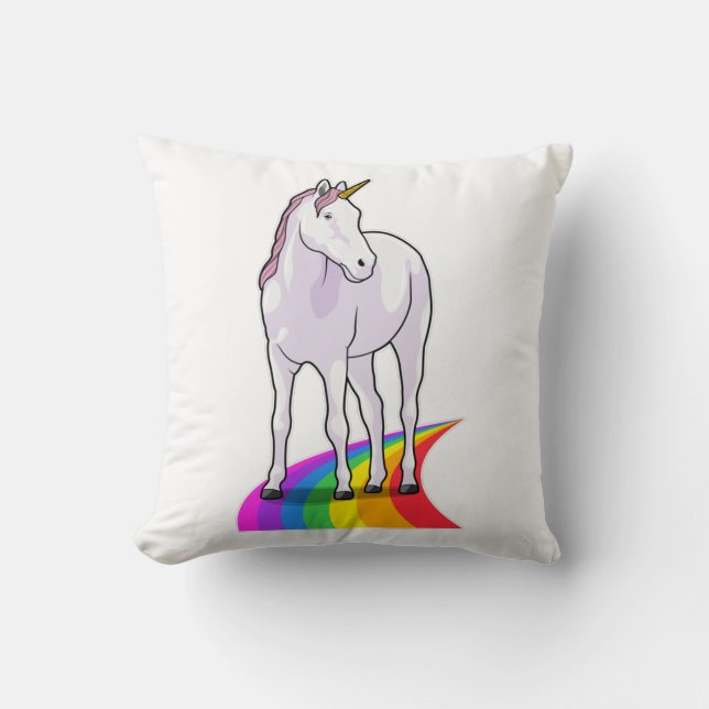 Einhorn mit Regenbogen Kissen (Vorderseite)