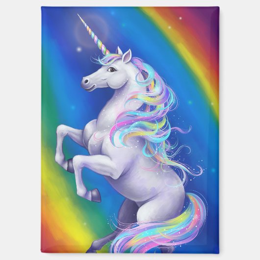 Einhorn mit Regenbogen Magnet (Vorderseite)