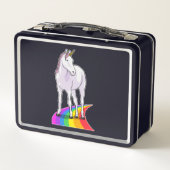 Einhorn mit Regenbogen Metall Brotdose (Rückseite)