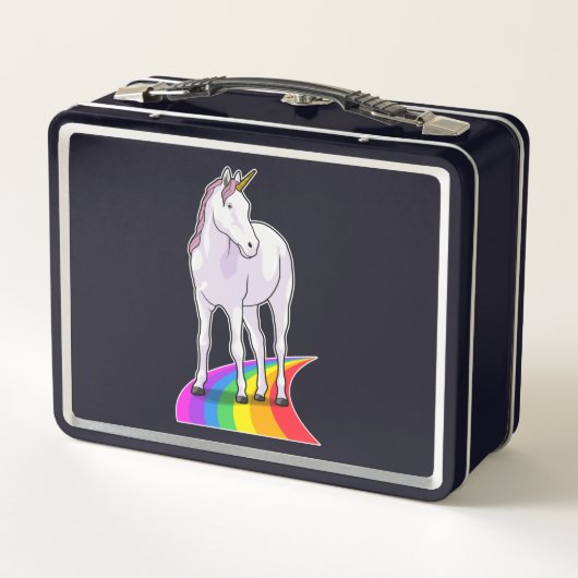 Einhorn mit Regenbogen Metall Brotdose (Rückseite)