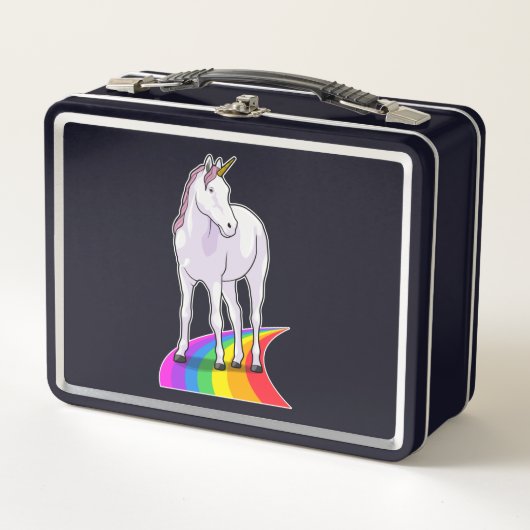 Einhorn mit Regenbogen Metall Brotdose (Vorderseite)