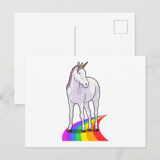 Einhorn mit Regenbogen Postkarte (Vorne/Hinten)