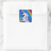 Einhorn mit Regenbogen Quadratischer Aufkleber (Tasche)