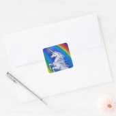 Einhorn mit Regenbogen Quadratischer Aufkleber (Umschlag)