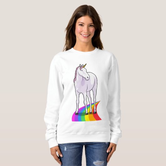Einhorn mit Regenbogen Sweatshirt (Vorne ganz)