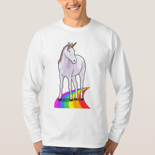 Einhorn mit Regenbogen T-Shirt (Vorderseite)
