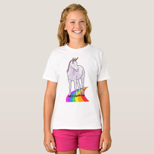 Einhorn mit Regenbogen T-Shirt (Vorne ganz)