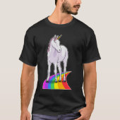 Einhorn mit Regenbogen T-Shirt (Vorderseite)