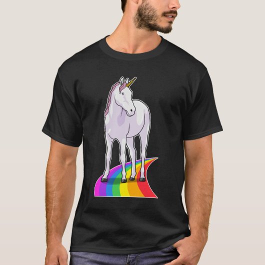 Einhorn mit Regenbogen T-Shirt (Vorderseite)
