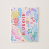 Einhorn mit Regenbogen und personalisiertem Kinder Puzzle (Vertikal)
