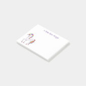 Einhorn mit Regenbogenfarben personalisiert Post-it Klebezettel (angewinkelt)